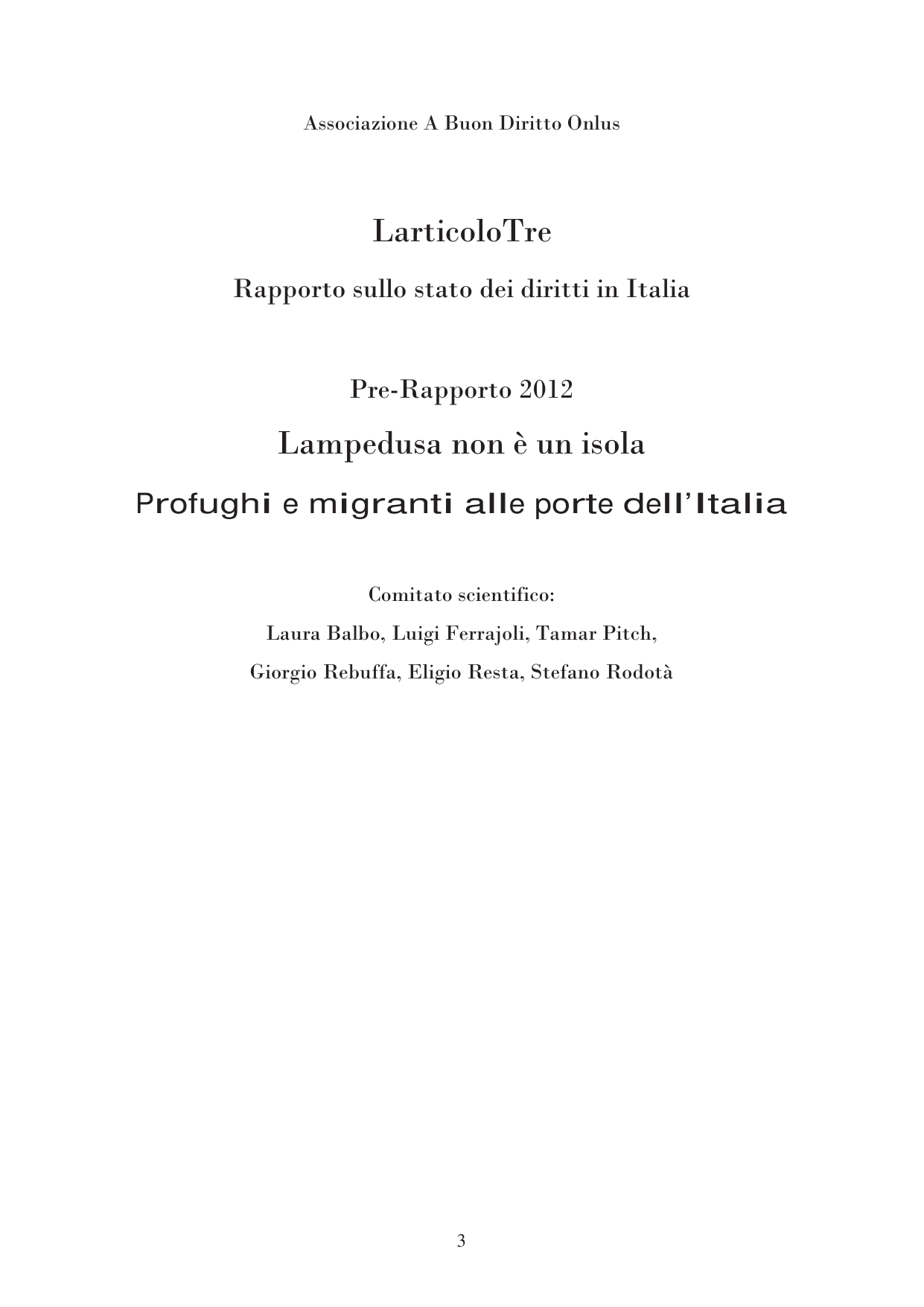 Copertina Pre-rapporto 2011